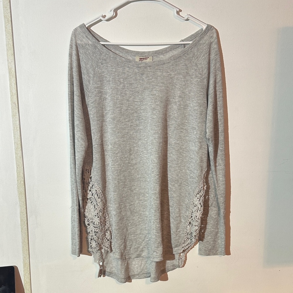 Arizona Jeans Long Sleeve Lace Detail Top - Size Large